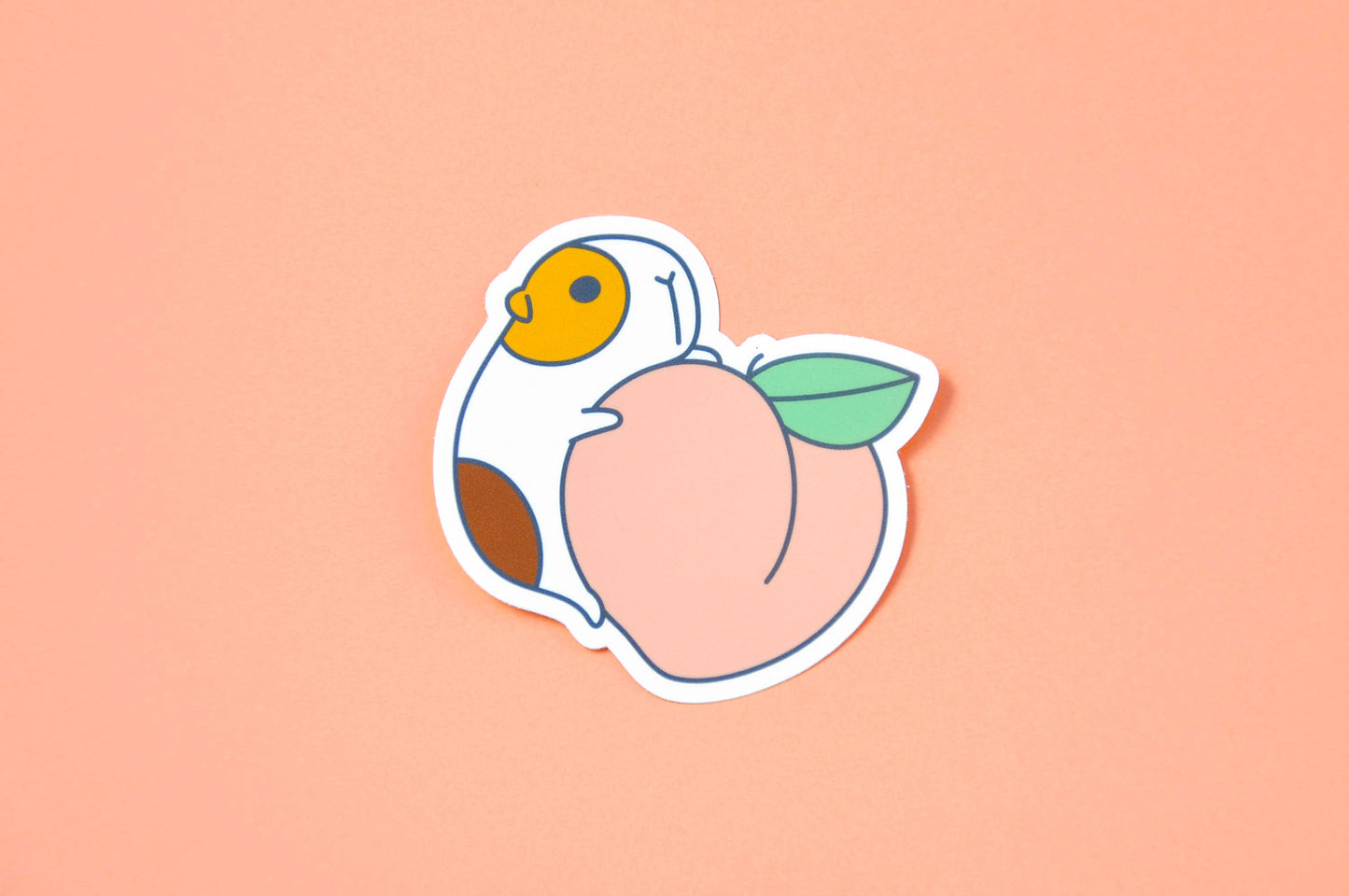 Guinea Pig And Peach Vinyl Sticker