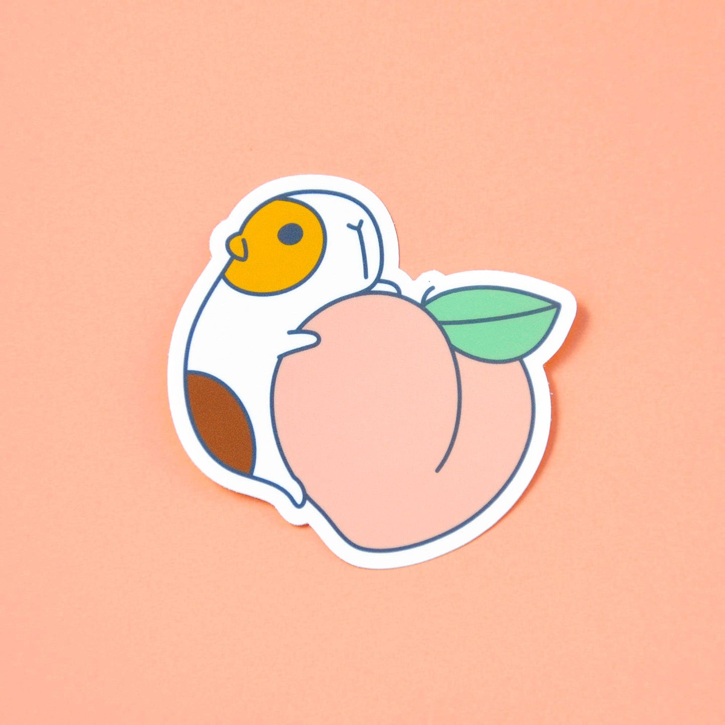 Guinea Pig And Peach Vinyl Sticker