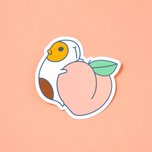 Guinea Pig And Peach Vinyl Sticker