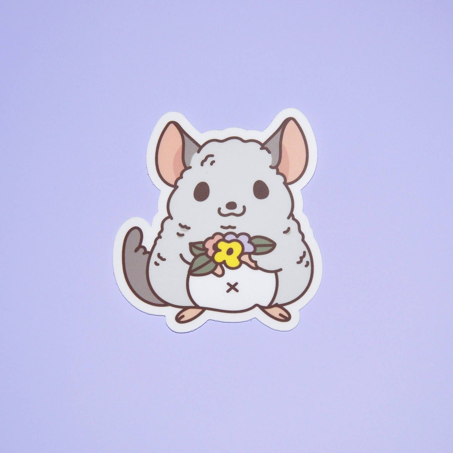 Chinchilla and Flowers Vinyl Sticker