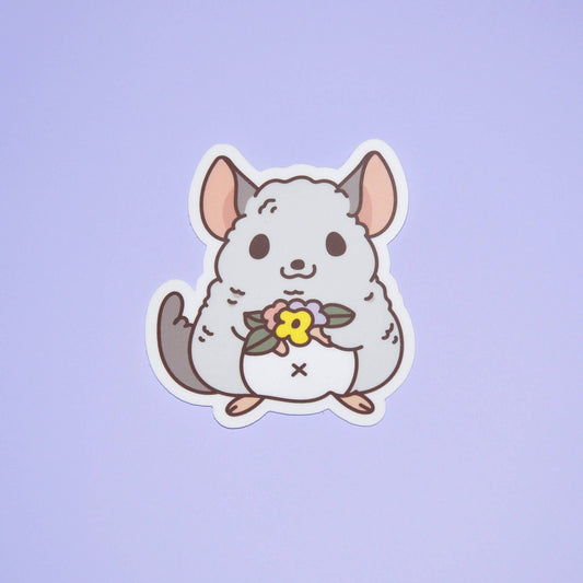 Chinchilla and Flowers Vinyl Sticker