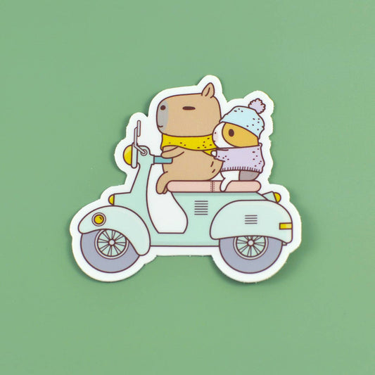 Bubu and Moonch Riding Scooter Vinyl Sticker