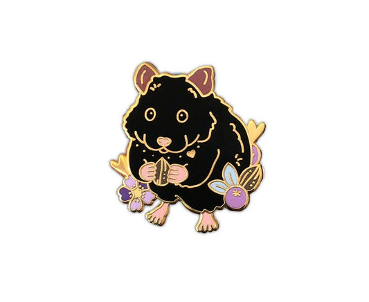 Black Hamster Enamel Pin