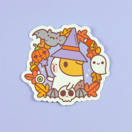 Bubu the Guinea Pig Witchy Halloween Wreath Vinyl Sticker