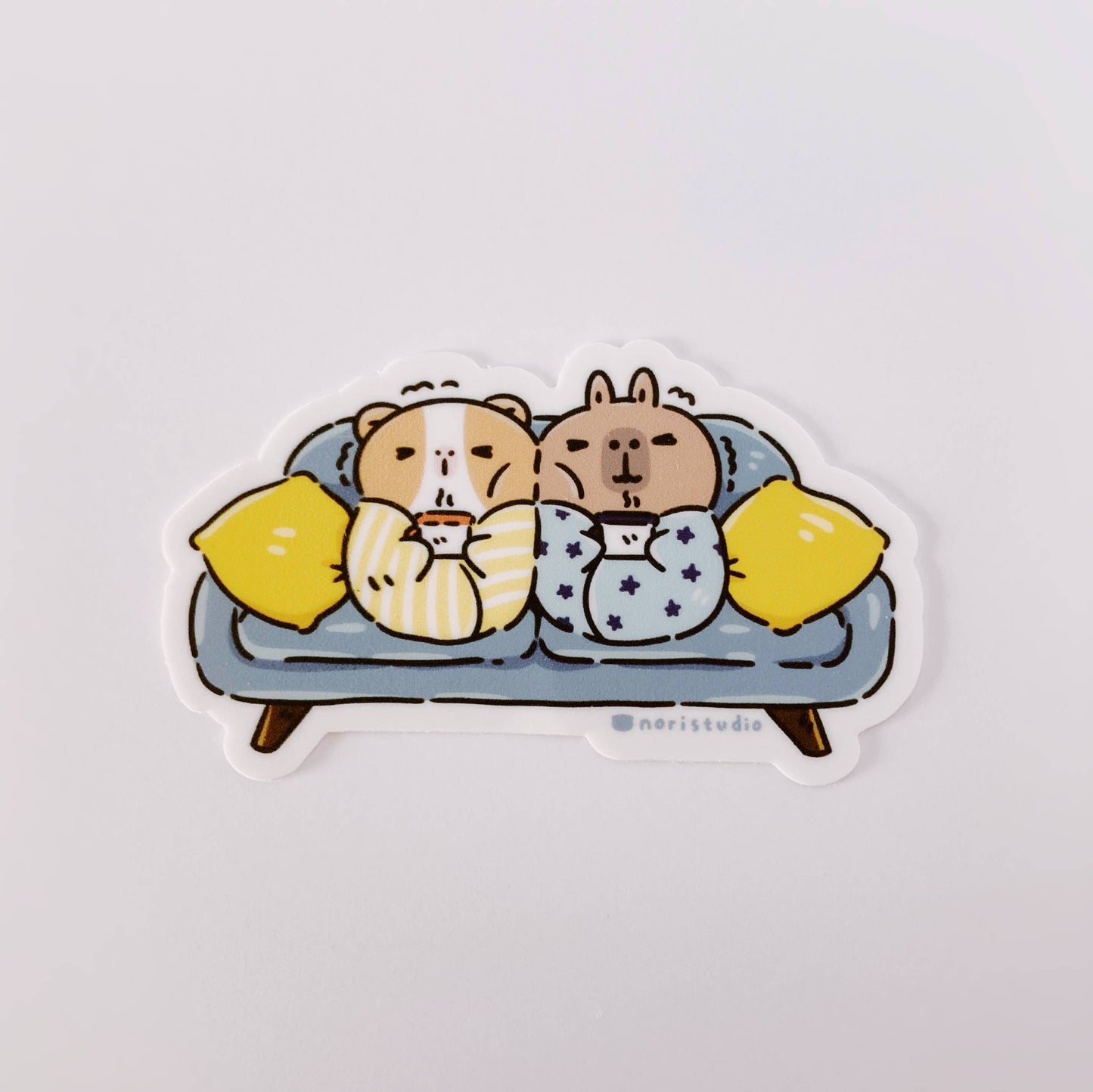 Bubu and Moonch Cozy Blanket Burritos Vinyl Sticker