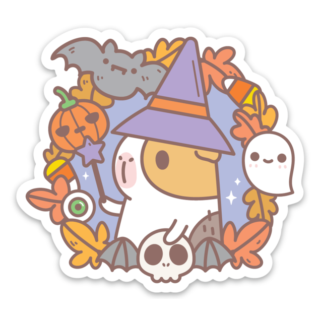 Bubu the Guinea Pig Witchy Halloween Wreath Vinyl Sticker