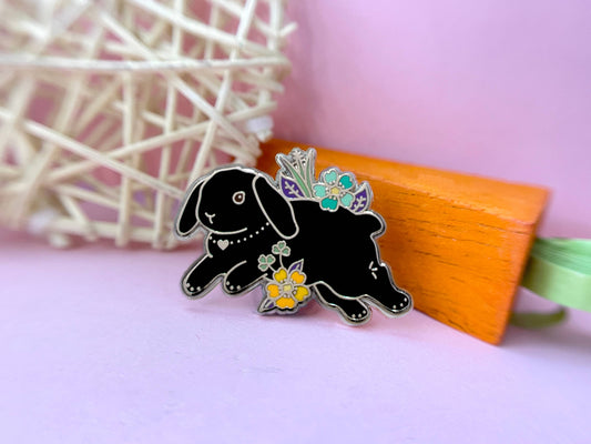 Black Lop Bunny Enamel Pin