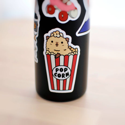 Alpaca Guinea Pig with Popcorn Vinyl Sticker