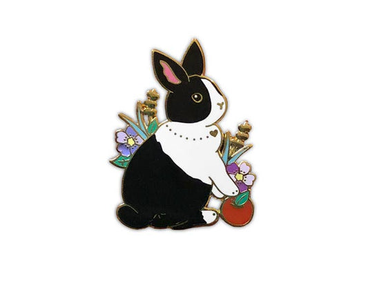 Black Dutch Rabbit Enamel Pin