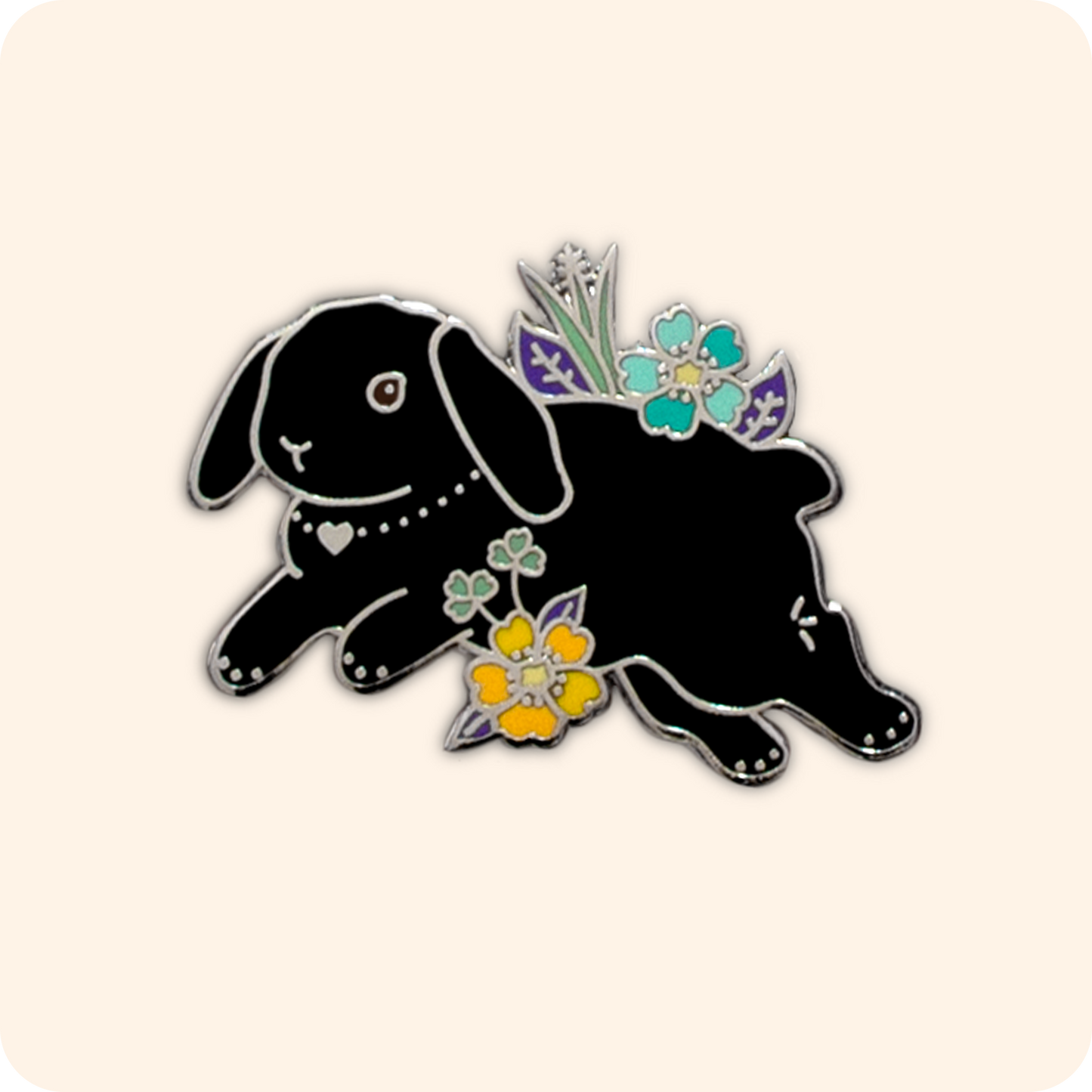 Black Lop Bunny Enamel Pin